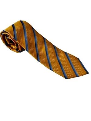 Canali Yellow W/ Blue Stripes 100% silk tie made in Italy — 第 1/4 张图片
