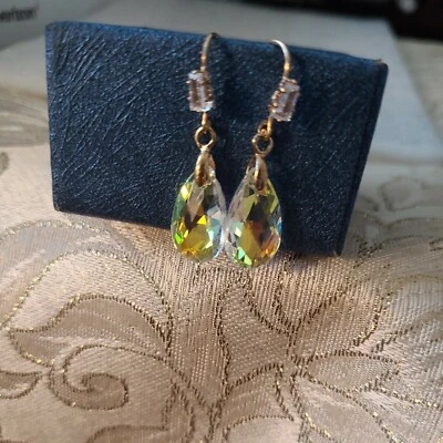 Simulated Diamond White Mystic Color Topaz Earrings, 14kt YG Over... - Image 1 of 4