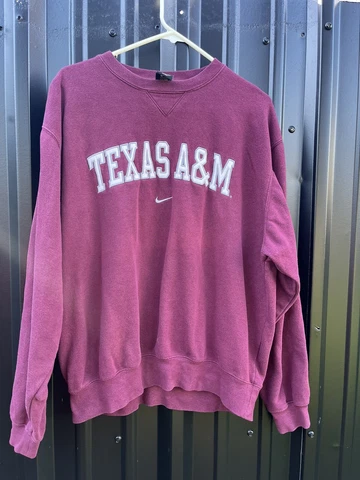 VTG Nike Center Swoosh Sweatshirt Texas A&M Aggies Football Maroon Mens Size M Cover