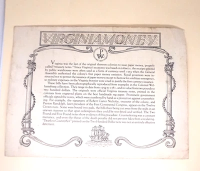 Souvenir Colonial Williamsburg Currency Ten Paper Pieces Copies Front Only - Image 1 of 4