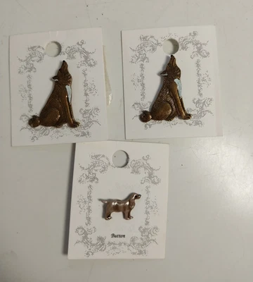 Lote de 3 botones esmaltados originales Susan Clarke Wolf Coyote #470 perro Spaniel #82 nuevo Foto 1 de 4