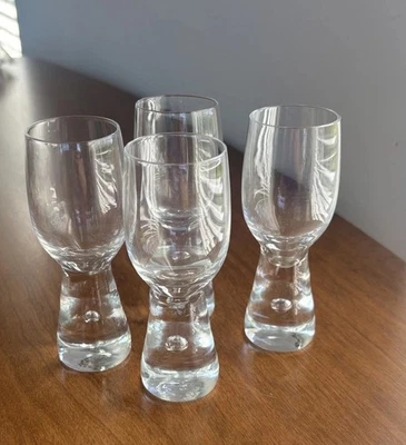 4 Kosta Boda or Iittala  style Crystal, Bubble Stem Cordial Glass 4.5 in - Image 1 of 4