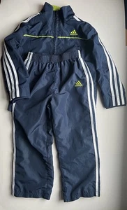 Adidas Boys Size 4t Tracksuit Warm Up Zip Jacket Mesh Lining Blue Pants Stripes - Picture 1 of 13