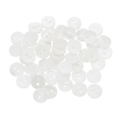 50 Pcs Natural Shell Button, 2 Hole 10mm Mother of Pearl Button, White - Image 1 of 4