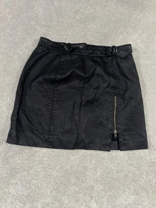 FREE PEOPLE Black Mini Skirt faux leather size 6 - Picture 1 of 8