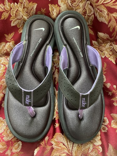 Nike sandalo donna comodo plantare taglia 11 marrone viola perizoma infradito