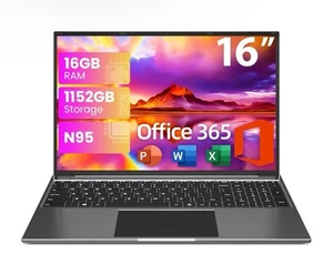 16 Inch Screen with 16GB RAM, 1TB Storage FHD IPS 1920x1200 Display 12th N95 CPU - Picture 1 of 7