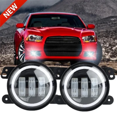 Par de luces antiniebla LED de 4" para Dodge Charger 2011-2014 parachoques delantero lámpara de conducción EE. UU. Foto 1 de 4