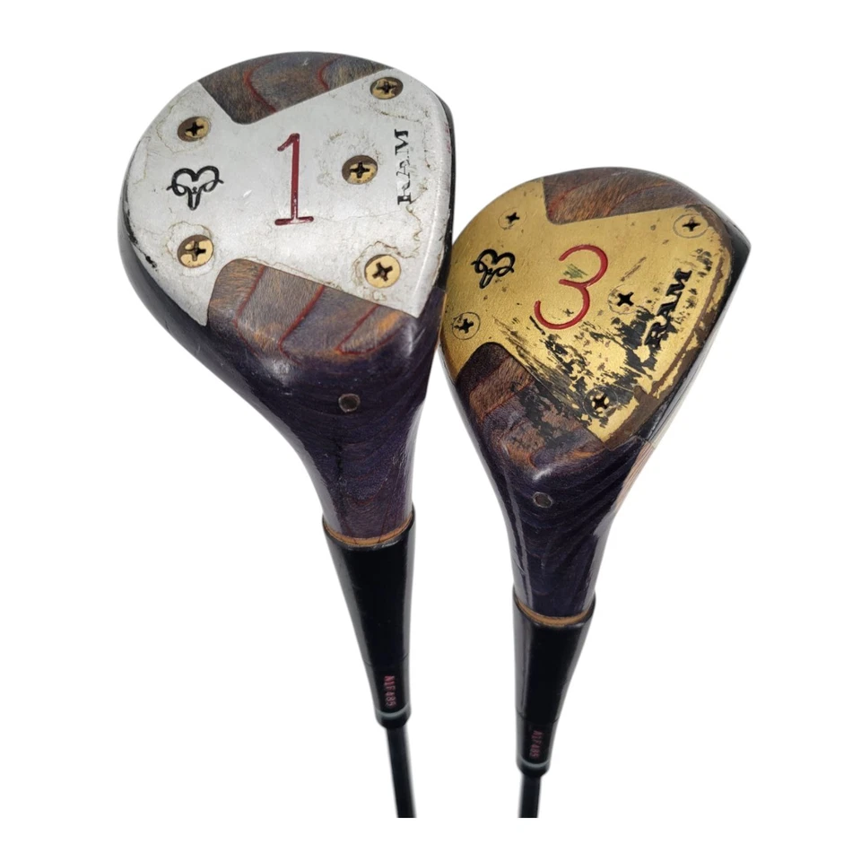 Ram Marlene Hagge Ladies RH Driver and 3 Wood Steel Shafts Original Ram Grips - Image 1 of 4