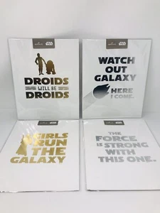 Set Of 4 Hallmark Star Wars 8x10 Print Sign Poster Wall Art White And Gold/silve - Picture 1 of 6