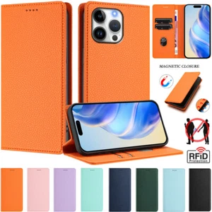 Wallet Card Case Leather Flip Cover For iPhone 16e 16 15 14 13 12 11 Pro Max XR - Picture 1 of 47