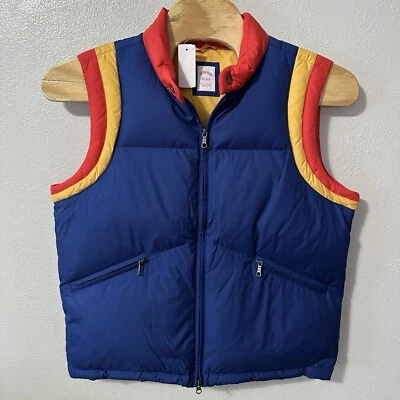 BROOKS BROTHERS Men's Large Blue Red Yellow Duck Down Puffer Ski Vest NWT $298 - Image 1 of 4