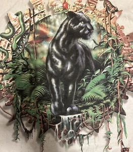 T-shirt vintage BLACK PANTHER blu liquido 2000 habitat natura gatto grande XL - Foto 1 di 5