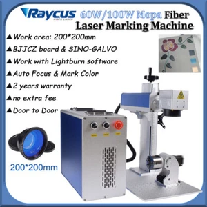 MOPA 60W/100W Raycus Fiber Laser Engraver Auto RotaryFocus Color Marking Machine - Picture 1 of 11