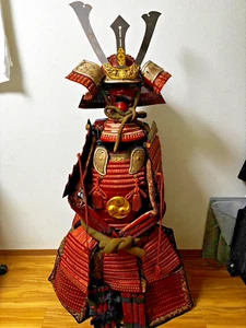 Armor yoroi kabuto japan samurai katana Authentic japanese red made of iron - Picture 1 of 20
