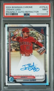 2024 Bowman Chrome Joswa Lugo 1st Prospect Rifrattore Auto #/499 Angels Psa 9 - Foto 1 di 2