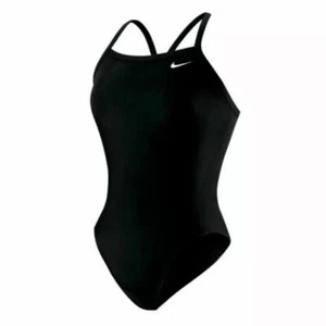 Nike Poly Core Cut Out One-Piece Black Swimsuit 10 (26) Girls $70 New - Picture 1 of 3