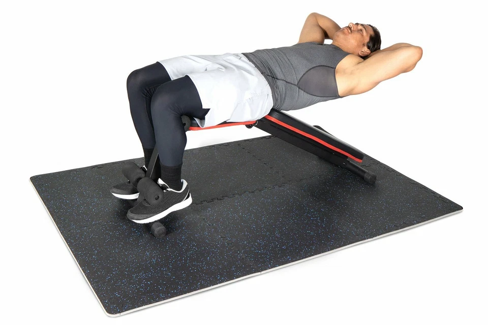 Alfombra de rompecabezas de ejercicio antideslizante superior de goma 3/4 pulgadas azulejos de doble capa 24 pies cuadrados (2293) Foto 1 de 1