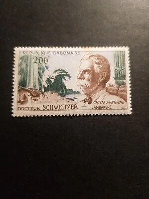 Sello postal de Gabón correo aéreo Dr. Schweizer No.1 nuevo ** MNH Rusts Foto 1 de 2