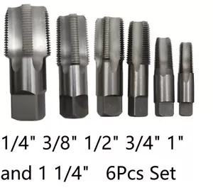 NEW 6 Piece NPT Taper Pipe Tap Set 1/4" 3/8" 1/2" 3/4" 1"  and 1 1/4" Full Set - Picture 1 of 1