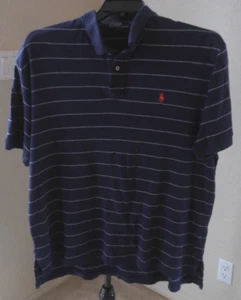 MENS NAVY BLUE STRIPED POLO BY RALPH LAUREN SIZE XL - Picture 1 of 4