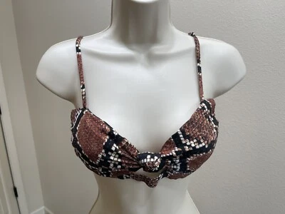 VYB Women’s Brown Snake Print Adjustable Straps Stretch Swimwear Bikini Top s M - Image 1 of 4