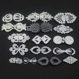 2 x Strass Kristall Schmuck Verschlüsse Schnalle Hochzeit Wickel Schärpe Verschluss Haken - Bild 1 von 32