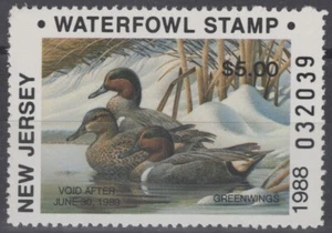 ZAYIX 1988 New Jersey 5 MNH - US State Duck Stamp - Birds - 062322S54 - Picture 1 of 1