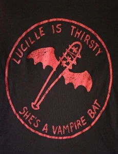 RARE: NWT LUCILLE IS THIRSTY SHE'S A VAMPIRE BAT BLACK T-SHIRT Size XL - Picture 1 of 1