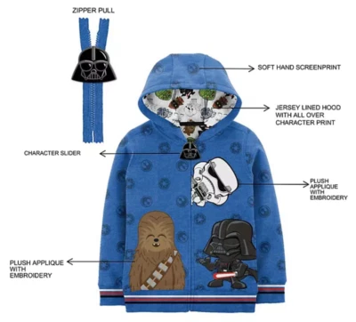 Star Wars kids hoodie jacket with Darth Vader slider - Size 7 - Image 1 of 4