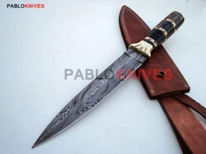 Cuchillo daga de caza de acero Damasco forjado a mano premium de 15" archivo trabajo en mango - Imagen 1 de 4