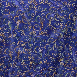100% Cotton Fabric John Louden Hand Printed and Yellow Scrolls on Blue batik - Picture 1 of 1