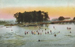 Sacandaga Park NY Bathing In The River 1910 Pub. by Cowles & Casler - Picture 1 of 2