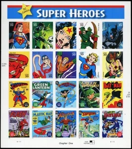 4084, VERY RARE Misperforated Super Heroes ERROR Sheet - Stuart Katz - Picture 1 of 2