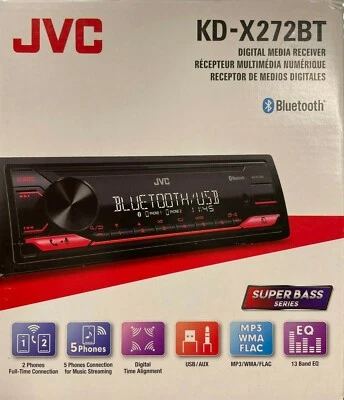 JVC - KD-X272BT - Digital Media Receiver w/Bluetooth & USB/AUX Input - Black - Image 1 of 3