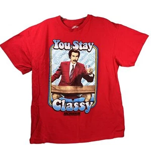 Anchorman You Stay Classy Red Short Sleeve Shirt Size Large Paramount - Picture 1 of 6