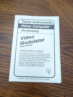 Texas Instruments Home Computer Accessory Video Modulator UM1381 Manual Guide - Image 1 of 4
