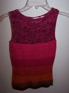 Liz Claiborne Women's Knit Top PP Sleeveless Multi Color Striped Cotton Blend - Picture 1 of 8