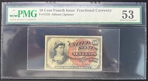 10 cent Fractional Currency Fr. 1259 Allison Spinner PMG 53 - Picture 1 of 2