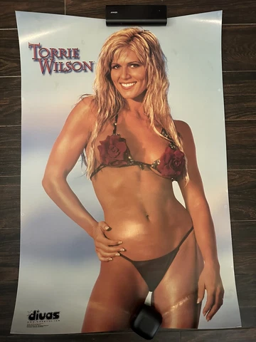 Vintage Official WWF WWE 2002 Divas Poster  Torrie Wilson 24x36” RARE Cover