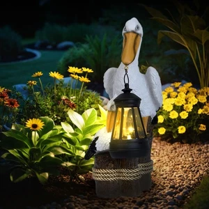 Solar Garden Statue Outdoor Yard Lawn Decor Pelican Lights Outside Charming - Picture 1 of 9