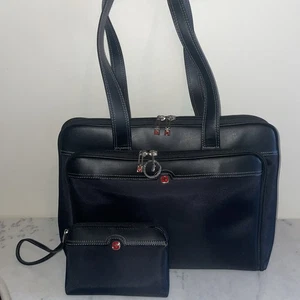 WENGER Swiss Gear Black Shoulder Laptop Carry-On Tote Bag w/Striped Lining - Picture 1 of 24