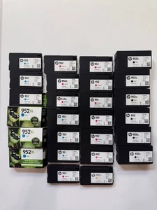 Lot 26 HP 952XL 952 genuine Black Yellow Magenta Cyan ink cartridges 2019-2022 - Picture 1 of 3