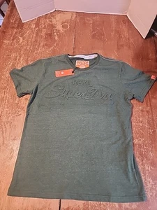 NEW Superdry Vintage Authentic Embossed T-Shirt Cloverfield Green BRITISH DESIGN - Picture 1 of 6