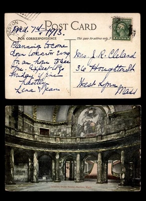 Mayfairstamps US 1913 Boston to West Lynn State House Interior Postcard aau_3874 - Image 1 of 2