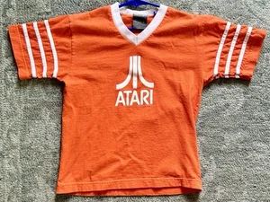 Vintage Kid’s Atari Video Game System Orange T-Shirt Size Medium Stitched Stripe - Picture 1 of 1