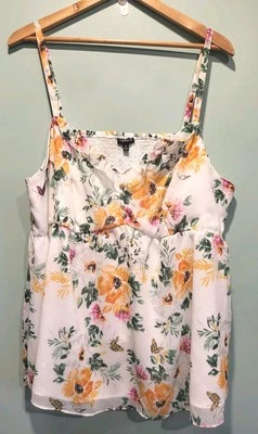 Top Cami Babydoll de Gasa Floral Multicolor Blanco Torrido Talla 3/3X Hada Foto 1 de 4
