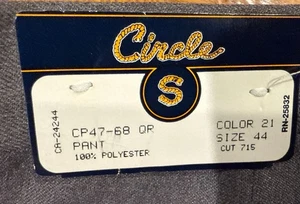 Circle S Pants Mens 44 Heather Gray Western Slacks Unhemmed Ankle Color 21 Nwt - Picture 1 of 11