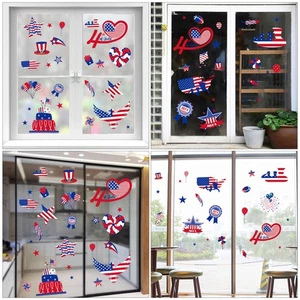 4 Sheets Independence Day Stickers Electrostatic Clings for Window Decal - Afbeelding 1 van 12