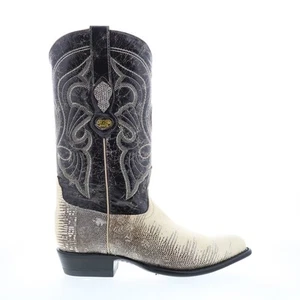 Los Altos J-Toe Ring Lizard 990649 Mens Beige Wide Cowboy Western Boots - Picture 1 of 8